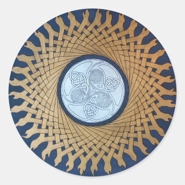 Celtic Moon Classic Round Sticker (Front)