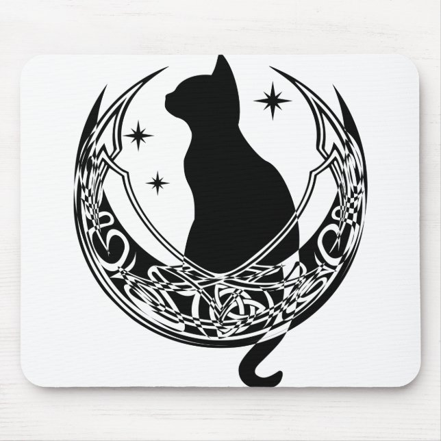 Celtic Moon | Night Cat Stars Mouse Mat (Front)