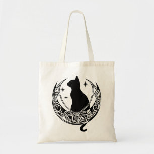 Celtic Moon Night Cat Stars Tote Bag