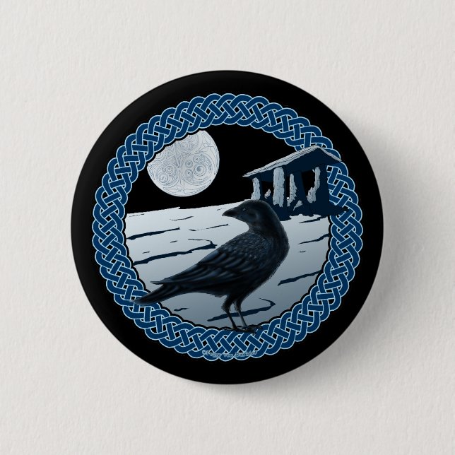 Celtic Moon, Raven and Dolman Pins and Buttons (Front)