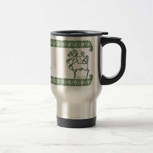 Celtic Mug, Herne Deer Design #2 Travel Mug (Right)