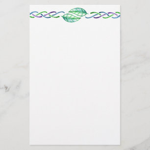 Celtic Multicolor Leaf Border Desgin Stationery