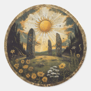 Celtic Mythology and Sun Symbols Litha Classic Round Sticker