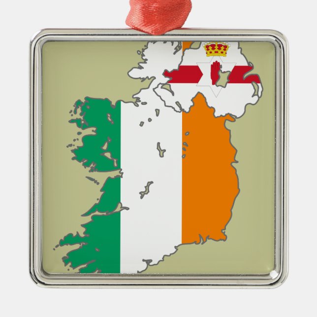 Celtic Nation Irish Map Metal Tree Decoration (Front)