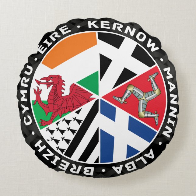 Celtic Nations Countries Flags Round Pillow (Front)