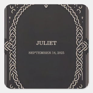 Celtic Nordic Fun Mediaeval Scroll Bridal Shower Square Sticker