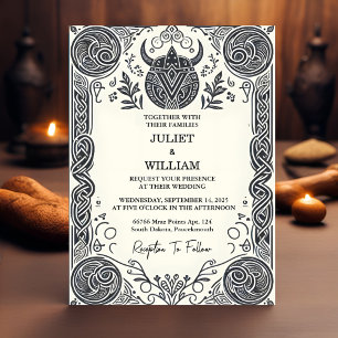 Celtic Nordic Mediaeval Scroll Viking Wedding Invitation