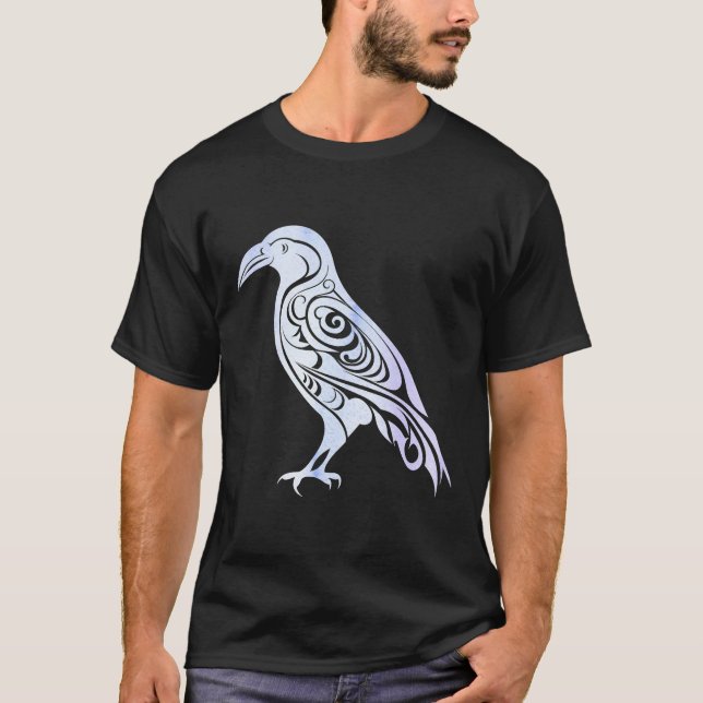 Celtic Nordic Winter Raven Crow T-Shirt (Front)