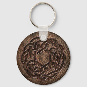 Celtic ornament embossed on leather key ring