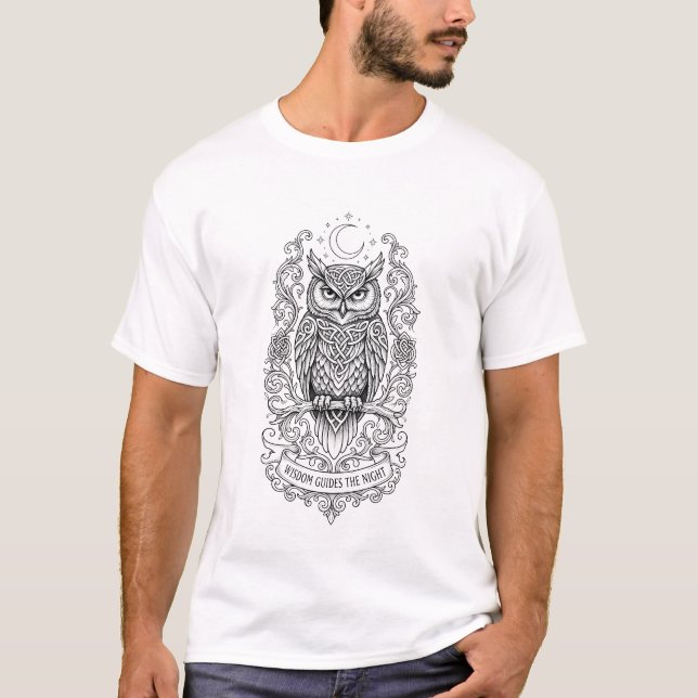 Celtic Owl Dotwork  T-Shirt (Front)