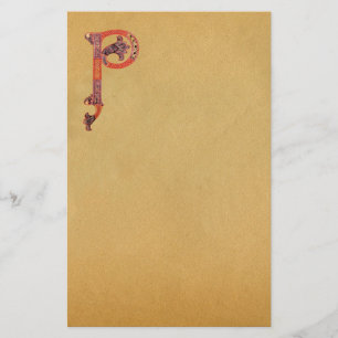 CELTIC P  MONOGRAM PARCHMENT ,felt Stationery