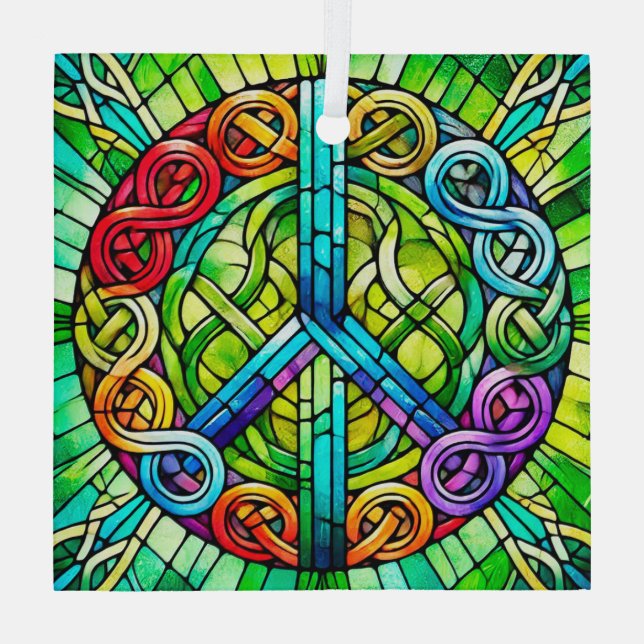 Celtic Peace Symbol Suncatcher Glass Ornament (Back)