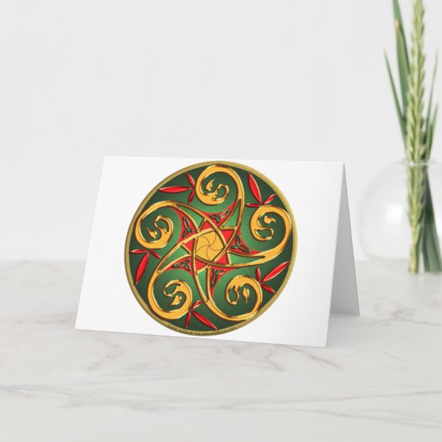 Celtic Pentacle Spiral Holiday Card (Front)