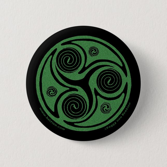Celtic Pins and Buttons, Irish Triskel Spiral #2 (Front)