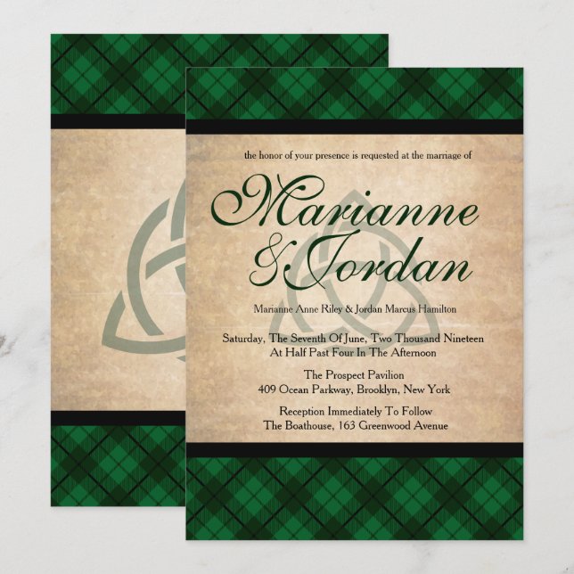 Celtic Plaid Wedding Invitation (Front/Back)
