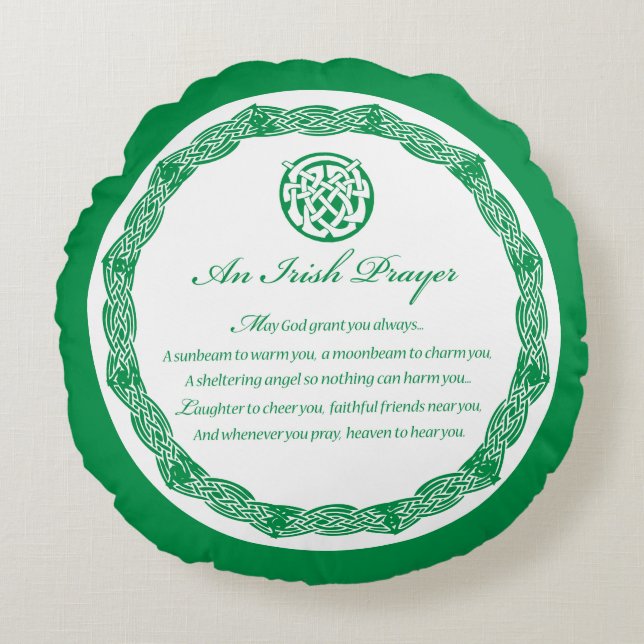 Celtic Prayer St. Patrick's Day Round Cushion (Front)