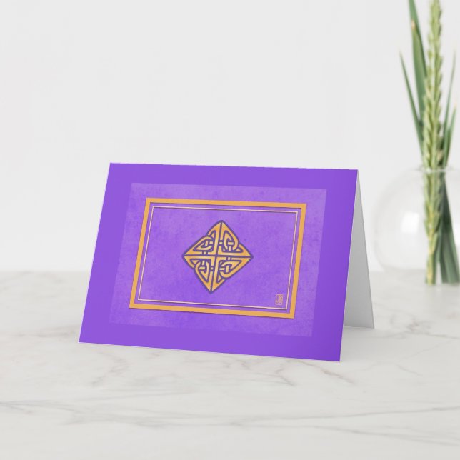 Celtic Purple Blank Personalise Greeting Card (Front)