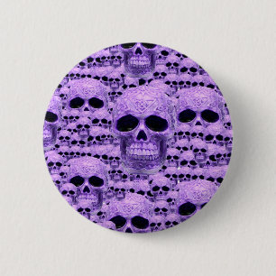 Celtic purple skull collage 6 cm round badge