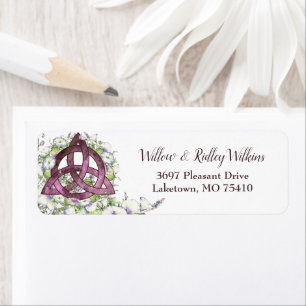 Celtic Purple Triquetra Watercolor Floral Address