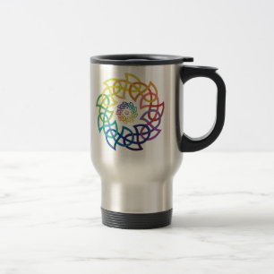 Celtic Rainbow Knotwork Rings Travel Mug