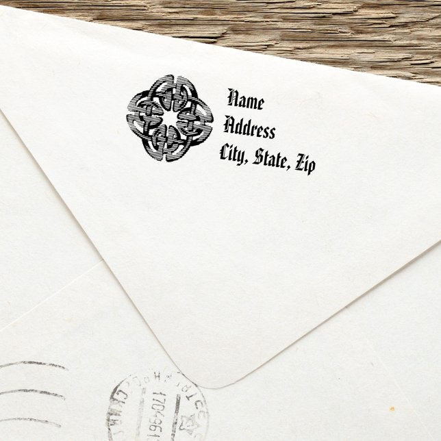 Celtic Return Address Stamp Simple Rustic (Celtic Cross Return Address Custom Stamp.)