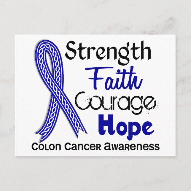 Celtic Ribbon Strength Faith Hope Colon Cancer Postcard (Front)