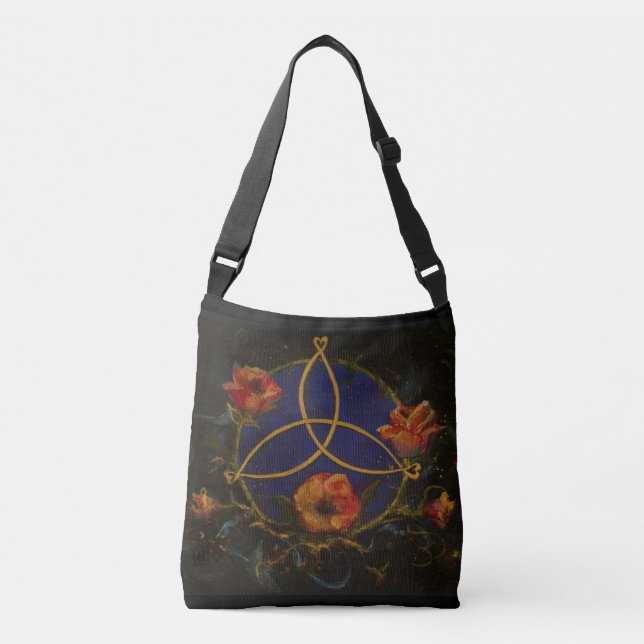 Celtic Rose Garden Night Knot Irish Maureen Girard Crossbody Bag (Front)