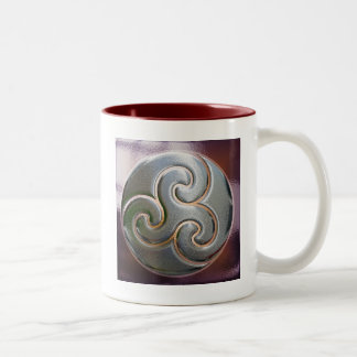 celtic round embossed triskele Two-Tone coffee mug