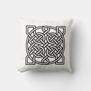 Celtic Sailor's Knot, Black on a White Background Cushion