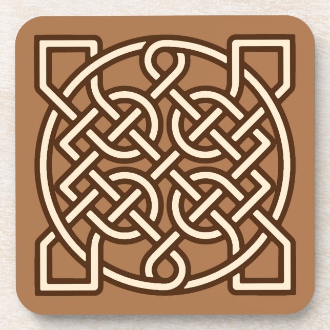 Celtic Sailor's Knot, Camel Tan, Cream and Brown Coaster (Front)