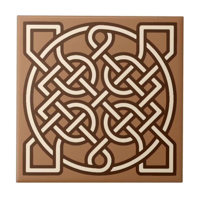 Celtic Sailor's Knot, Camel Tan, Cream and Brown Tile (Front)