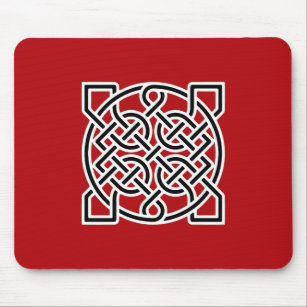 Celtic Sailor's Knot, Deep Red, Black and White  Mouse Mat