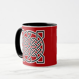Celtic Sailor's Knot, Deep Red, Black and White Mug