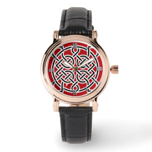 Celtic Sailor's Knot, Deep Red, Black and White Wr Watch