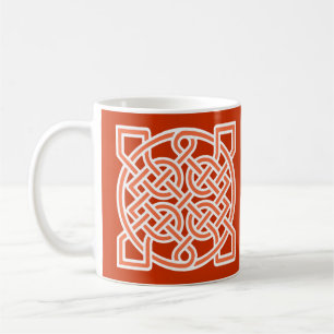 Celtic Sailor's Knot, Mandarin Orange and White Coffee Mug