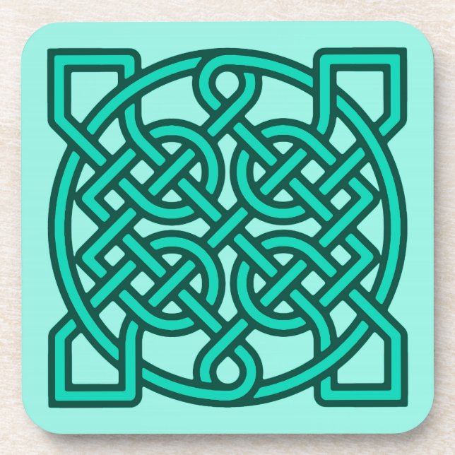 Celtic Sailor's Knot, Turquoise, Aqua and Teal Coaster (Front)
