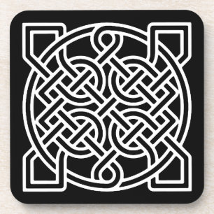 Celtic Sailor's Knot, White on a Black Background Coaster