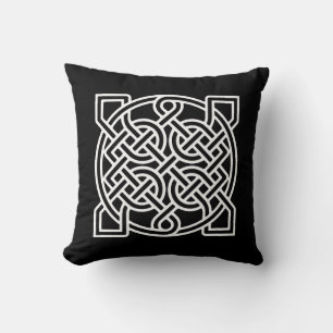 Celtic Sailor's Knot, White on a Black Background Cushion