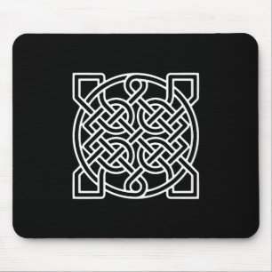 Celtic Sailor's Knot, White on a Black Background  Mouse Mat