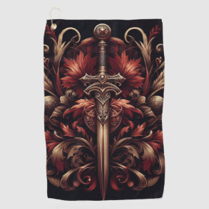 Celtic Scottish Red and Bronze Sword Golf Towel