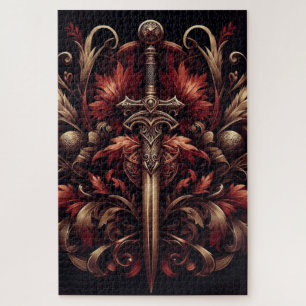 Celtic Scottish Red and Bronze Sword Jigsaw Puzzle