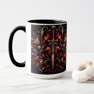 Celtic Scottish Red and Bronze Sword Mug