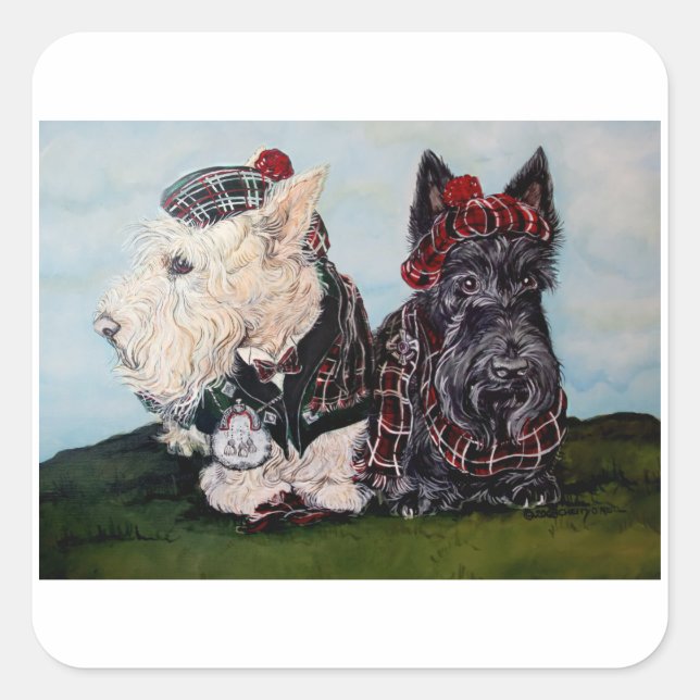 Celtic Scottish Terriers Square Sticker (Front)