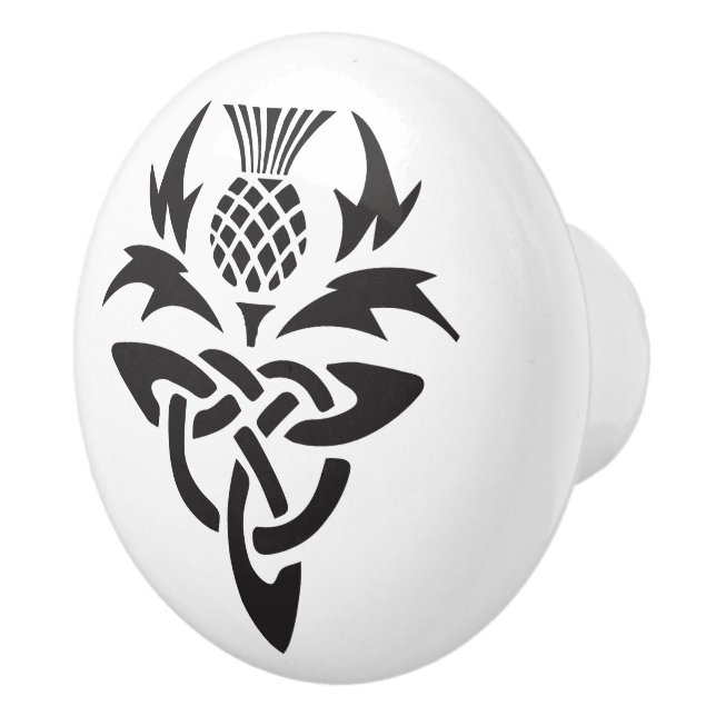 Celtic Scottish Thistle Tribal Ceramic Knob (Right)