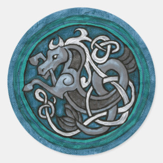 Celtic Sea Horse Classic Round Sticker