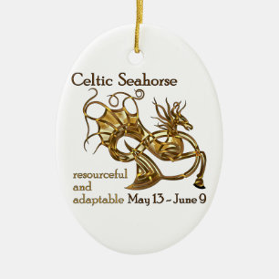 Celtic Seahorse Ceramic Tree Decoration