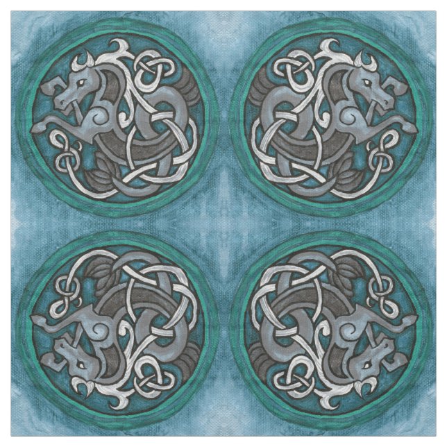 Celtic Seahorse Pattern Fabric (Swatch)