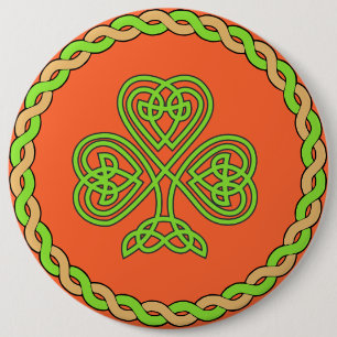 Celtic shamrock, 6 cm round badge