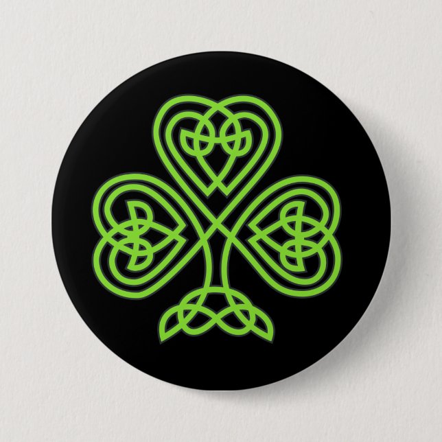 Celtic shamrock 7.5 cm round badge (Front)