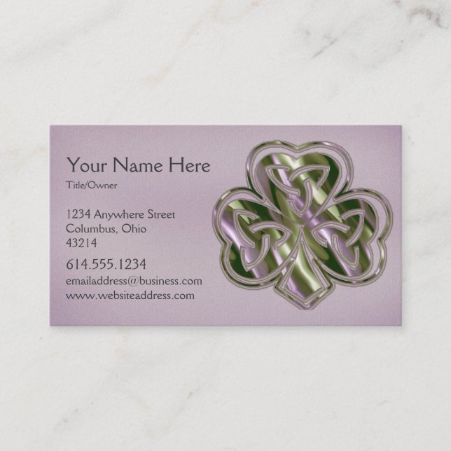 Celtic Shamrock Design 3 Irish Business Card (Front)
